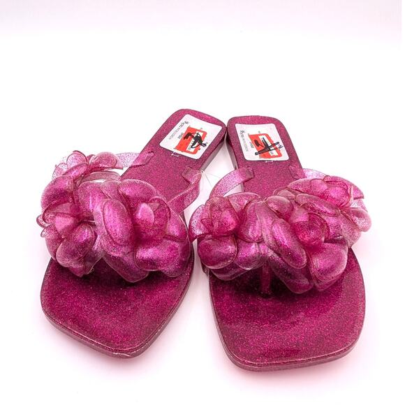 Jeffrey Campbell Fleuris Jelly Flip Flop Thong Sandal Pink Glitter Size US9 EU40 - Picture 2 of 9
